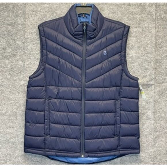 NWT IZOD Men’s Puffer Vest Medium Peacoat Blue Quilted Lightweight Zip Front - Picture 1 of 11